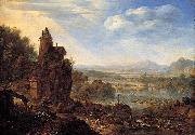 Herman Saftleven An Extensive Rhenish River Landscape oil on canvas